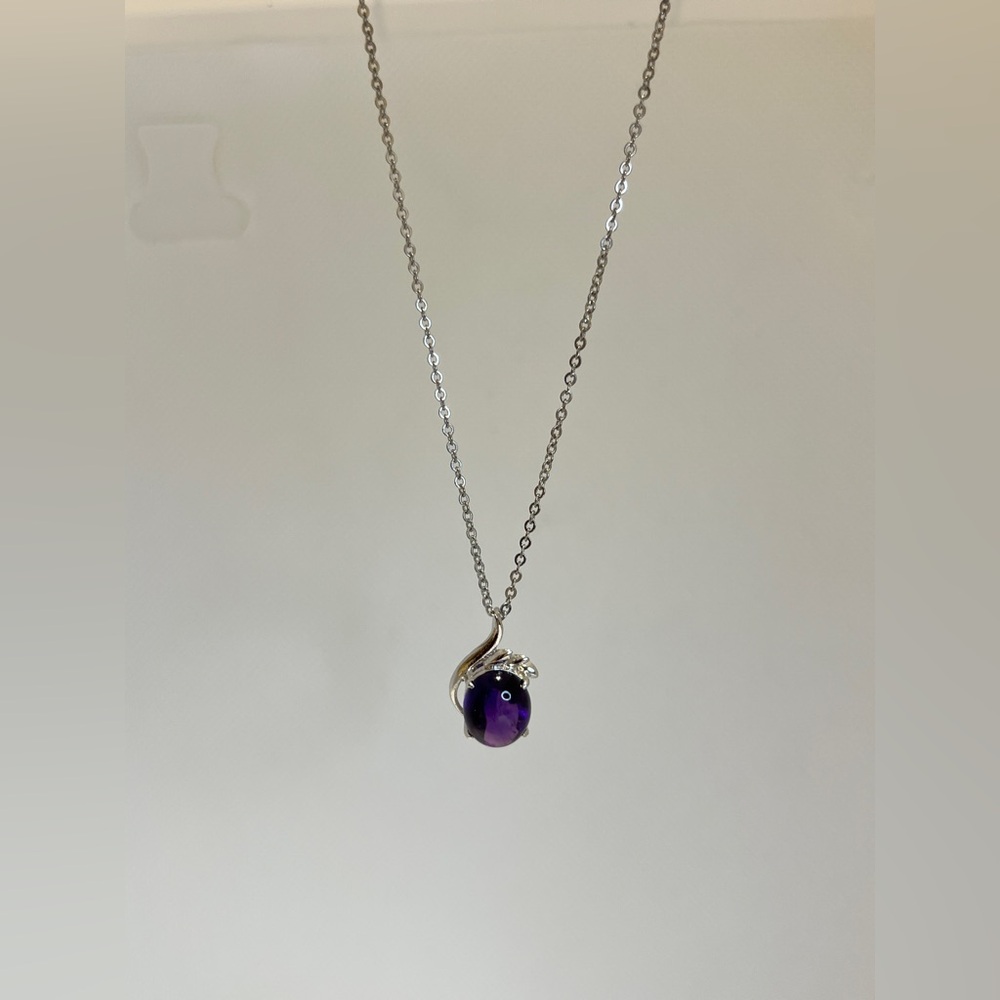 Chevron Amethyst Spirit Quartz and silver tone necklace #gothic #fairycore